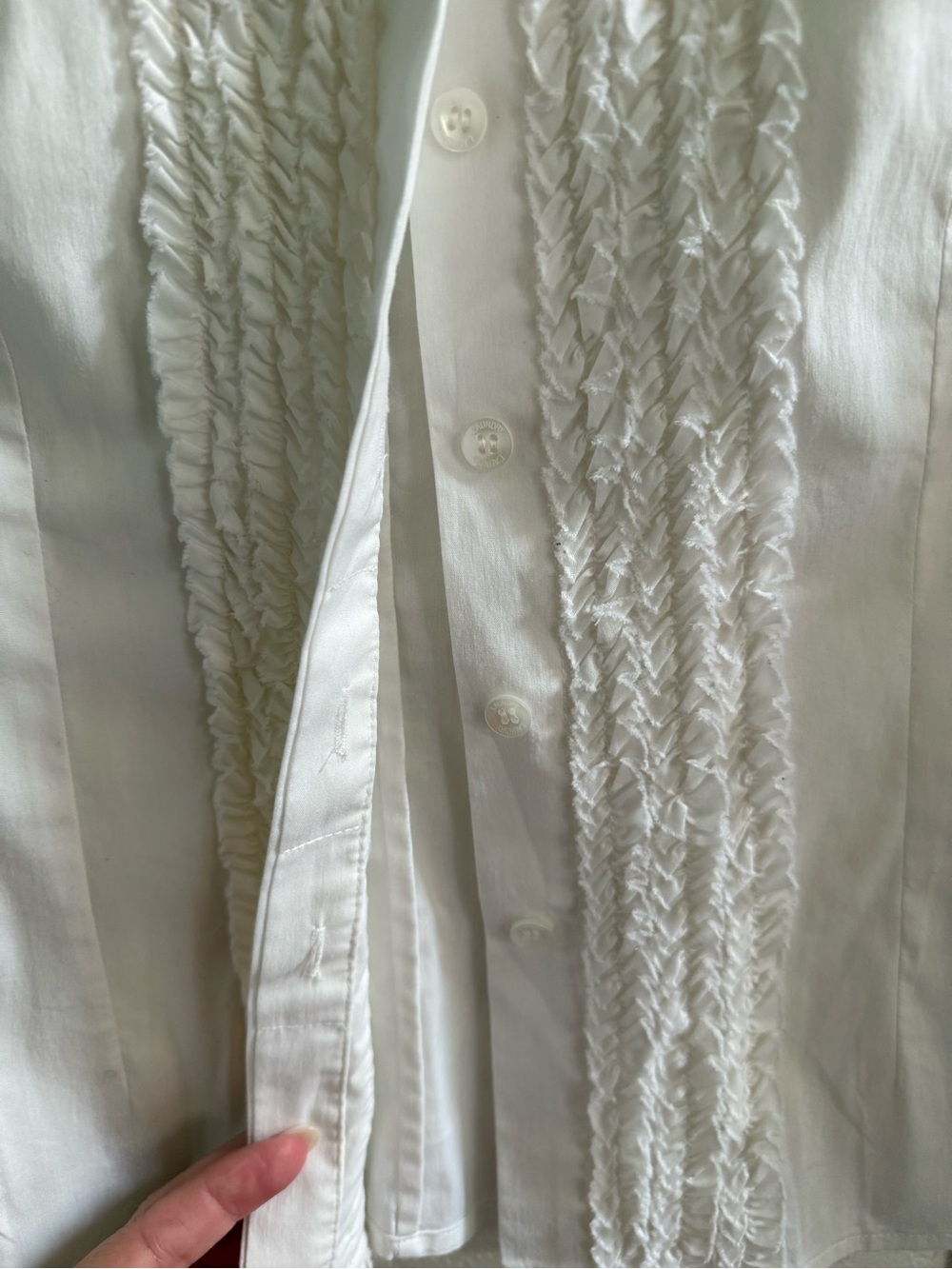 Laundry By Shelli Segal White Ruffled Front Button-Down Shirt - Picture 3 of 4